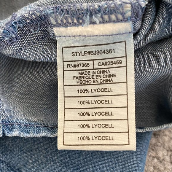 BB Dakota Denim Tie Front Long Sleeve Blouse Boho Chic MEDIUM   - D1084 - Picture 8 of 9